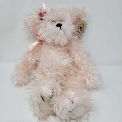 The BEARINGTON Collection Plush Teddy Bear Camille Pink Shaggy Bow Collectible - Thumbnail 2