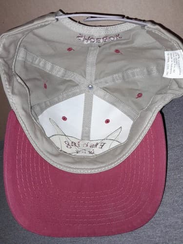 Mens Fishing Hat, “Fishing Is For Reel Men” Shoebox Brand Snapback Gray Burgundy - Thumbnail 8