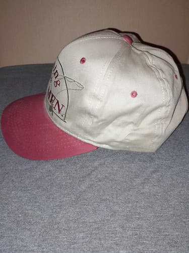 Mens Fishing Hat, “Fishing Is For Reel Men” Shoebox Brand Snapback Gray Burgundy - Thumbnail 6