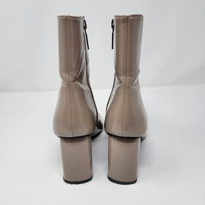 ZARA Taupe Patent Ankle Boots Womens EU 37 US 6.5 Block Heel Side Zip - Thumbnail 3
