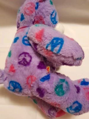 Build-A-Bear Peace Sign Teddy Bear 15” Plush Purple Stuffed Animal Love Hearts - Thumbnail 7