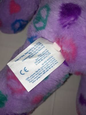 Build-A-Bear Peace Sign Teddy Bear 15” Plush Purple Stuffed Animal Love Hearts - Thumbnail 5