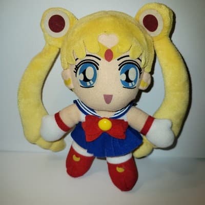 Sailor Moon Character Plush Toy Blue Skirt Red Bow 7.5 Inch Vintage Style No Tag - Thumbnail 2