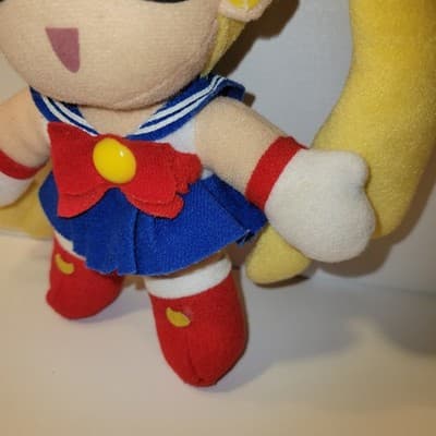 Sailor Moon Character Plush Toy Blue Skirt Red Bow 7.5 Inch Vintage Style No Tag - Thumbnail 4