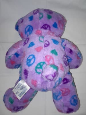 Build-A-Bear Peace Sign Teddy Bear 15” Plush Purple Stuffed Animal Love Hearts - Thumbnail 4