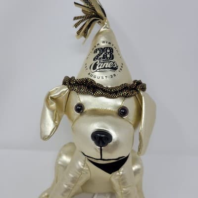 Golden Birthday Cane Dog Puppy Plush Raising Canes Chicken 28th Birthday w/ Tags - Thumbnail 3