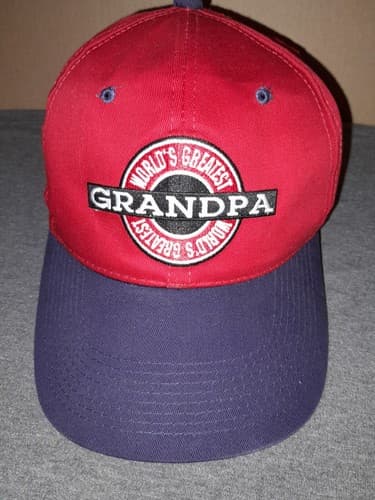 World's Greatest Grandpa Red / Blue Adjustable Snapback Hat Ball cap - Image 1