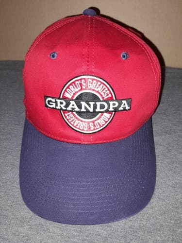 World's Greatest Grandpa Red / Blue Adjustable Snapback Hat Ball cap - Thumbnail 2
