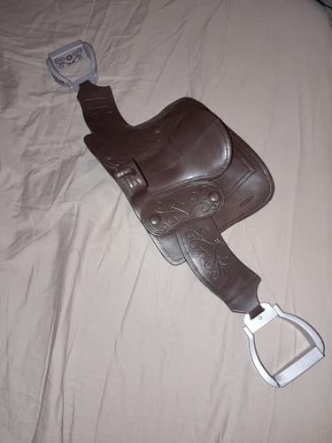 Battat Large Brown Saddle w/ Gray Stirrups Fits 18" Our Generation Doll Horse - Image 1