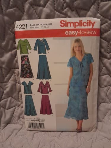 Simplicity 4221 Misses Easy Flared Skirts & V-Neck Tops Pattern 10 12 14 16 18 - Image 1