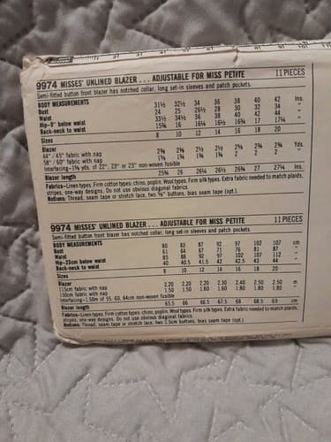 Simplicity 9974 ESP Pattern Classic Blazer Jacket Business Sz 12 14 16 Misses UC - Thumbnail 3