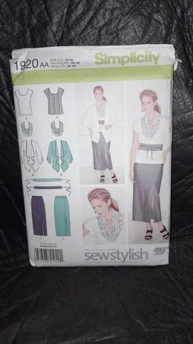 Simplicity 1920 Size 10 12 14 16 18 Skirt With Slit Jacket Shirt Sew Stylish UC - Image 1