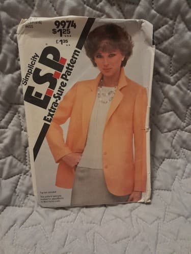 Simplicity 9974 ESP Pattern Classic Blazer Jacket Business Sz 12 14 16 Misses UC - Image 1