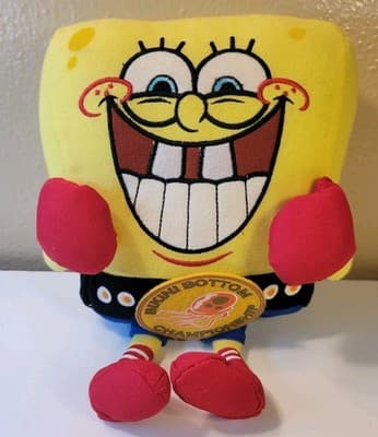 SpongeBob SquarePants 10" Plush Bikini Bottom Champion Boxing Gloves - Image 1