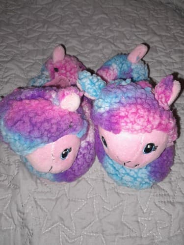 Girls' Build A Bear Workshop Llama Confetti Slippers Children Size Small 10-11 - Image 1