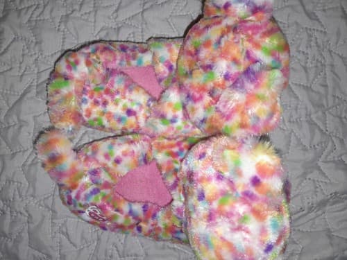 Build A Bear Slippers Girls Size 12-13 Medium Bear Rainbow Confetti - Thumbnail 3
