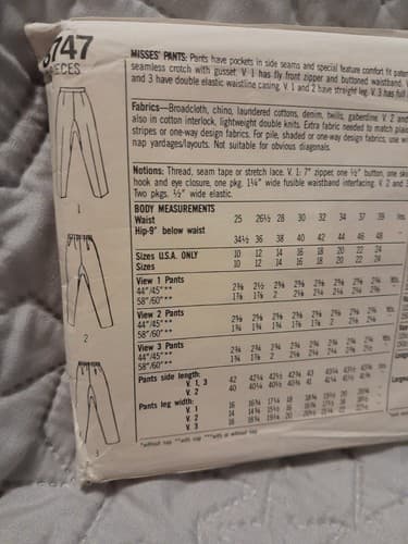 Simplicity 8747 Misses' Pants Seamless Crotch Plus Size 22 2X UNCUT Pattern - Thumbnail 4