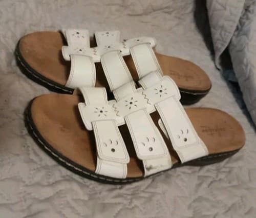 Clarks Collection Slide Sandals Leisa Spring White 12 US 44 EU 9.5 UK - Thumbnail 4