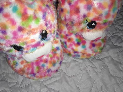 Build A Bear Slippers Girls Size 12-13 Medium Bear Rainbow Confetti - Thumbnail 2