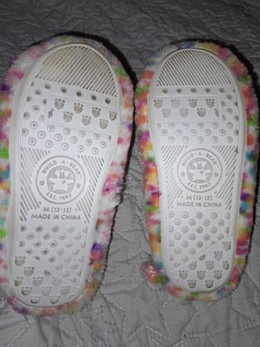 Build A Bear Slippers Girls Size 12-13 Medium Bear Rainbow Confetti - Thumbnail 4