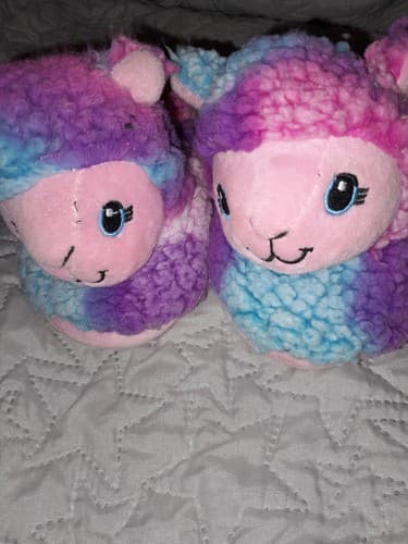 Girls' Build A Bear Workshop Llama Confetti Slippers Children Size Small 10-11 - Thumbnail 2