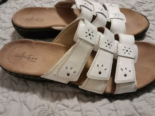 Clarks Collection Slide Sandals Leisa Spring White 12 US 44 EU 9.5 UK - Thumbnail 3