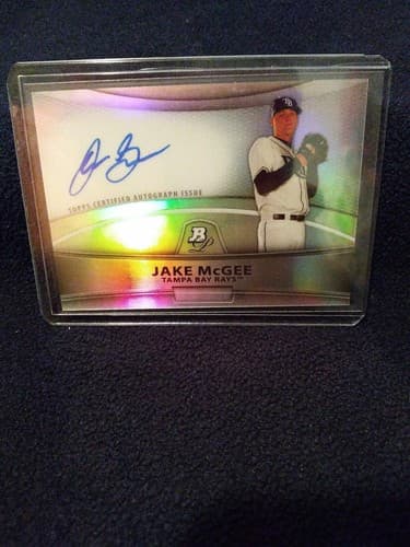 2010 Bowman Platinum # BPA-JMC Jake McGee Refractor Auto Rays Rockies Certified - Image 1