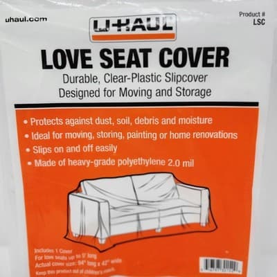 UHAUL Love Seat Cover Clear Plastic Slipcover Moving Storage 94x42 NEW - Thumbnail 2