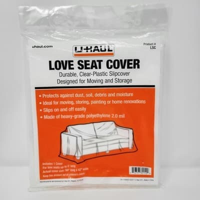 UHAUL Love Seat Cover Clear Plastic Slipcover Moving Storage 94x42 NEW - Image 1