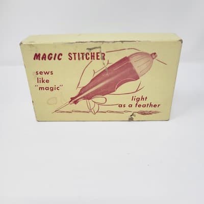 MAGIC STITCHER Handheld Sewing Tool Vintage Red Blind Hem Stitch Kit Made In USA - Thumbnail 3