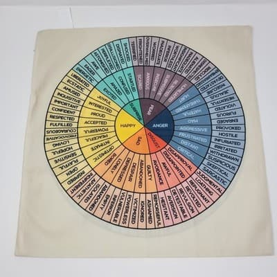 Emotion Wheel Pillow Cover 18x18 Double Sided Psychology Therapy Classroom SEL - Thumbnail 3