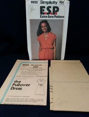 Simplicity 9022 ESP Pullover Dress Pattern Size 8–12 70s Boho Minimalist Lounge - Image 1