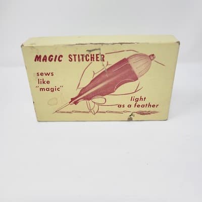MAGIC STITCHER Handheld Sewing Tool Vintage Red Blind Hem Stitch Kit Made In USA - Thumbnail 2