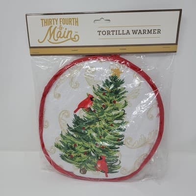 THIRTY FOURTH & MAIN Tortilla Warmer Christmas Holiday Red Green Fabric NEW - Thumbnail 2