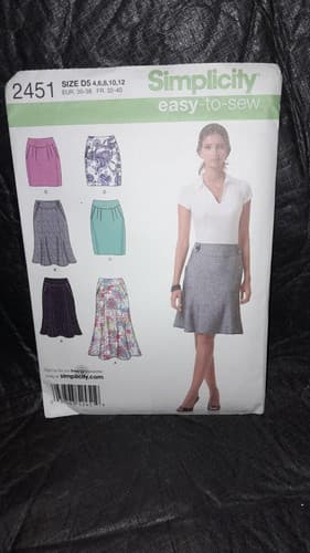 Simplicity 2451 Easy-to-Sew Skirt Pattern Misses Sz 4–12 straight flared pleated - Image 1