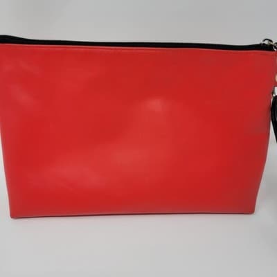 VICTORIA'S SECRET Makeup Bag Womens Red VS Logo Floral Wristlet 12x8 - Thumbnail 7