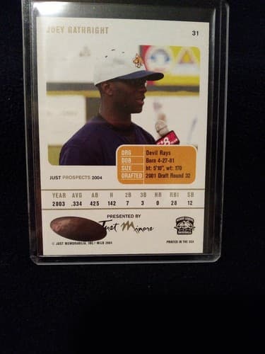 2004 Just Minors Prospects Joey Gathright #31 Rookie Auto Just Prospects 2004 - Thumbnail 4