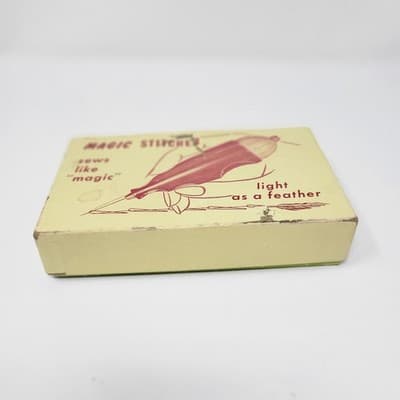 MAGIC STITCHER Handheld Sewing Tool Vintage Red Blind Hem Stitch Kit Made In USA - Thumbnail 4