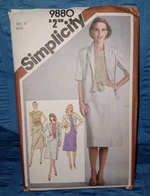 Simplicity 9880 Skirt Top Jacket Pattern Size 10 | 80s Power Dressing UNCUT - Image 1