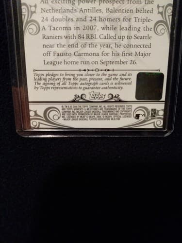2008 Topps Moments & Milestones # RA-WB Wladimir Balentien Rookie Auto Autograph - Thumbnail 3