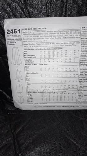 Simplicity 2451 Easy-to-Sew Skirt Pattern Misses Sz 4–12 straight flared pleated - Thumbnail 3