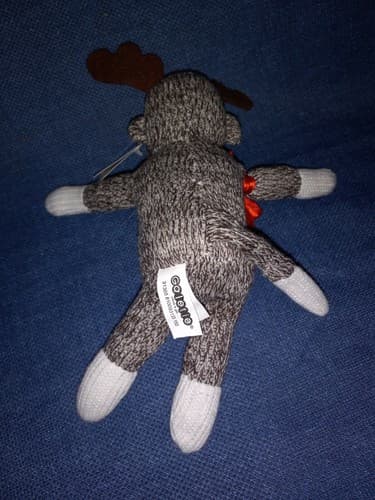 Sock Monkey Plush 11" With Reindeer Antlers Galerie Christmas NWT - Thumbnail 4