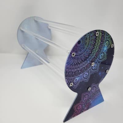 Acrylic Headband Holder Display Stand Mandala Galaxy Print 6 Rod Organizer - Thumbnail 4