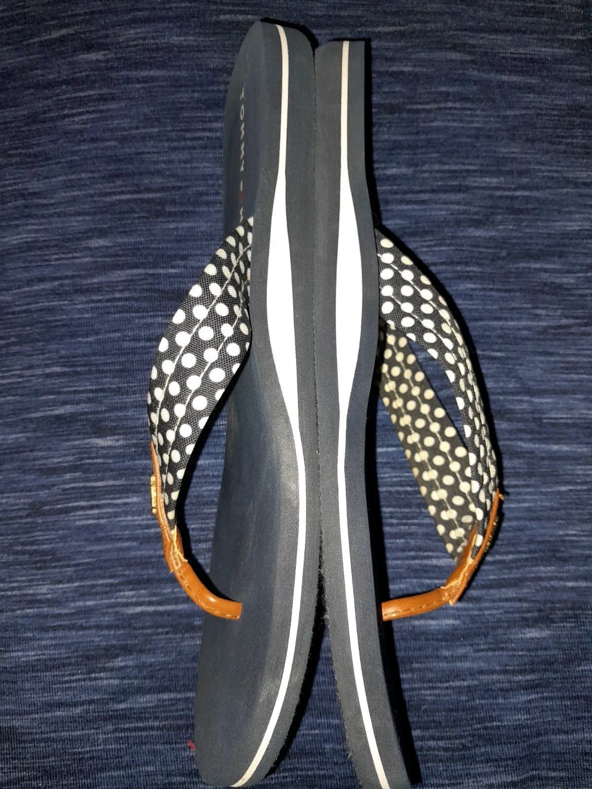 Tommy Hilfiger Black w White Dots Foam & Nylon Flip Flop Sandals Women’s Size 10 - Image 1