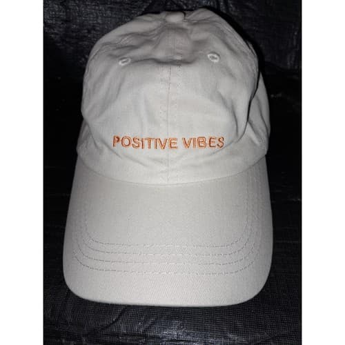 Positive Vibes Baseball Hat Cap Beige Yellow Adjustable Summer Beach Travel Hat - Thumbnail 2