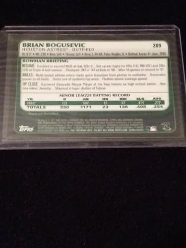 2011 Bowman Chrome BRIAN BOGUSEVIC AUTOGRAPH Rookie SP #209 RC Auto ASTROS - Thumbnail 4