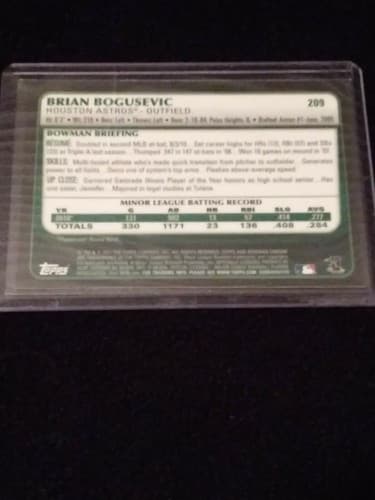 2011 Bowman Chrome BRIAN BOGUSEVIC AUTOGRAPH Rookie SP #209 RC Auto ASTROS - Thumbnail 3