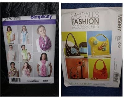 Simplicity 2170 & McCall’s M5867 Sewing Pattern Bundle Scarves & Bags Lot Of 2 - Image 1