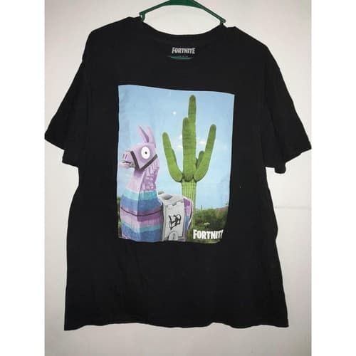 Fortnite Llama Cactus Graphic T-Shirt Black Men’s Size Large Gamer Tee - Image 1