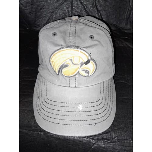 Iowa Hawkeyes Embroidered Baseball Cap Gray Adjustable Strapback Hat - Image 1